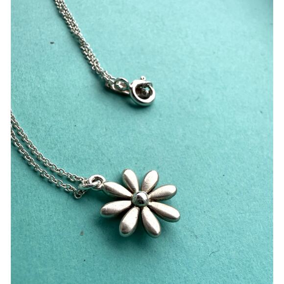Tiffany & Co. Sterling Silver 925 Daisy Flower Pendant Necklace 16”- Matte - Picture 7 of 9